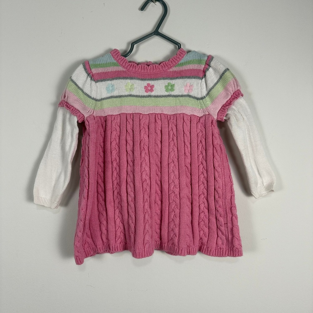 ✨3 for $15 Gymboree 2010 Fairy Wishes Cable Knit Striped Floral Embroidery Dress